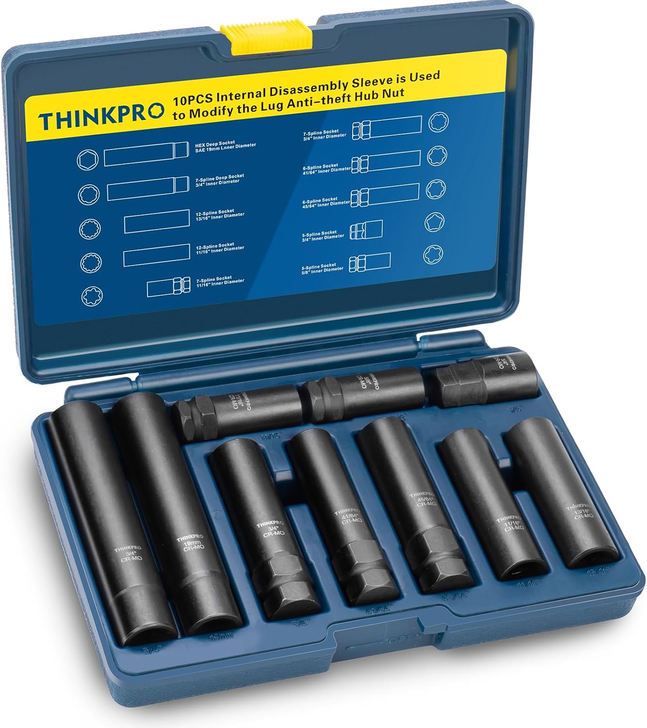 Wheel Lock Removal Kit 10 Piece, Spline Hex Master Key Set,Remove Rusted Frozen Lug Nuts on Aftermarket Wheels,Cr-Mo Steel