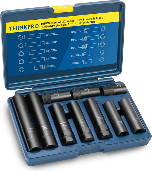 Wheel Lock Removal Kit 10 Piece, Spline Hex Master Key Set,Remove Rusted Frozen Lug Nuts on Aftermarket Wheels,Cr-Mo Steel