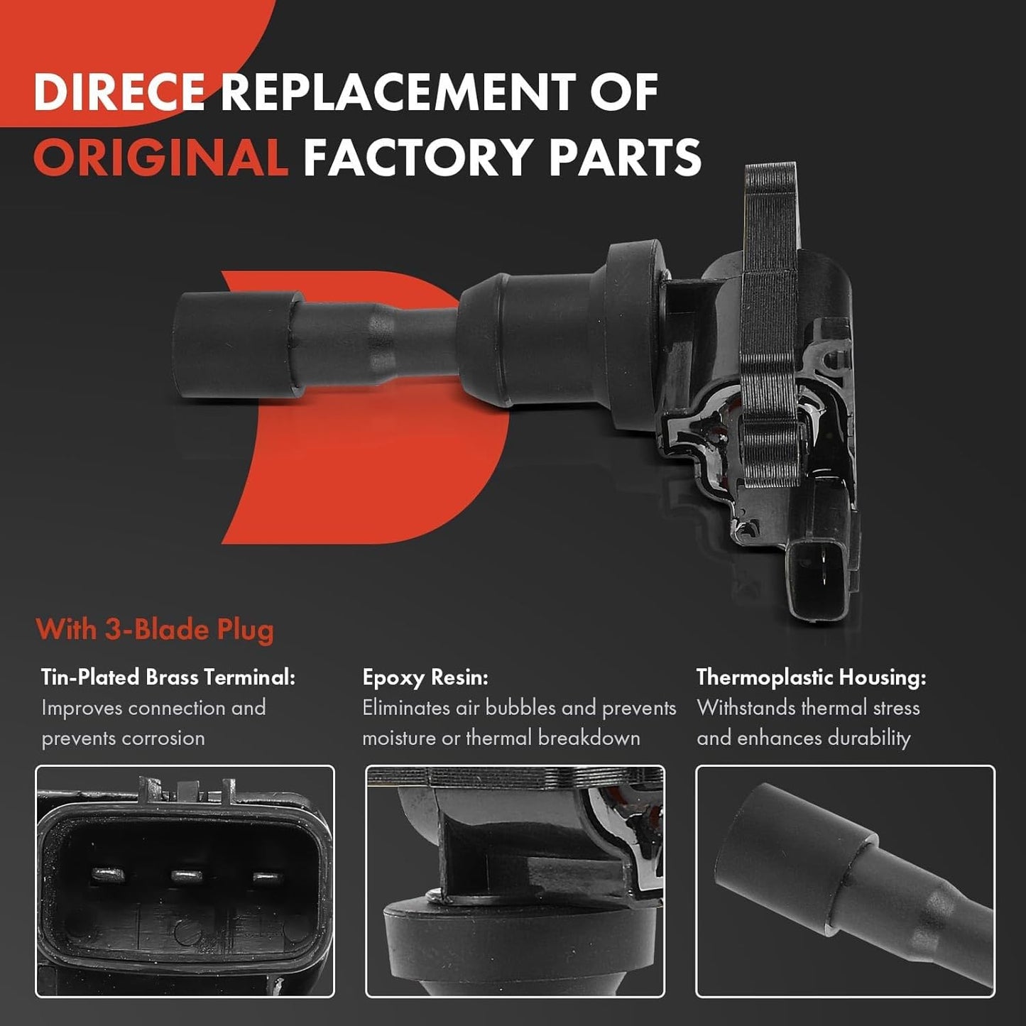 A-Premium 2 Ignition Coils with 2 Wire and 4 Iridium Spark Plugs Compatible with Mitsubishi Lancer 2004-2005 2.0L