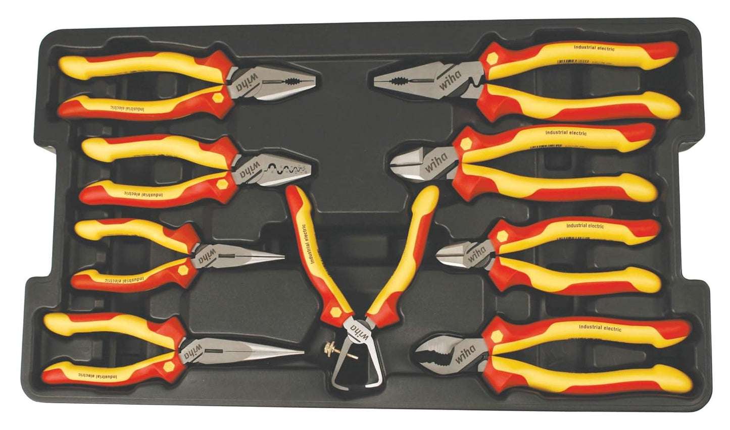 Wiha 32999 Insulated Industrial Pliers & Cutters Set, 9 Piece