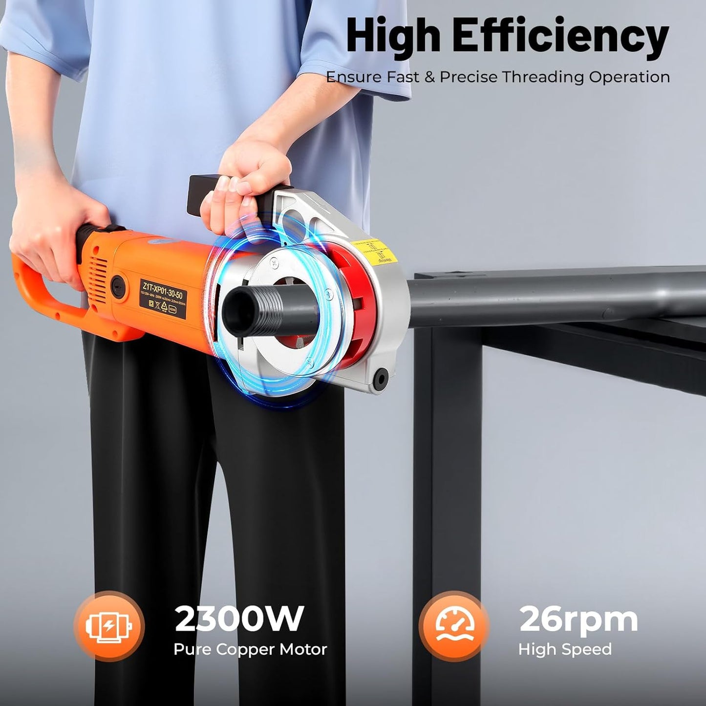 YIYIBYUS Electric Pipe Threading Tool, 2300W Pipe Threader Machine with 6 Dies 1/2"-2", Pipe Cutter Kit with Storage Box for Cutting Threads of Galvanized | Iron | PP | Aluminum | Steel Plastic Pipes