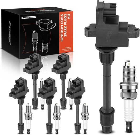A-Premium Set of 12 Ignition Coil Pack and Iridium Spark Plugs Compatible with Nissan Maxima 1995-1999 & Infiniti I30 1996-1999