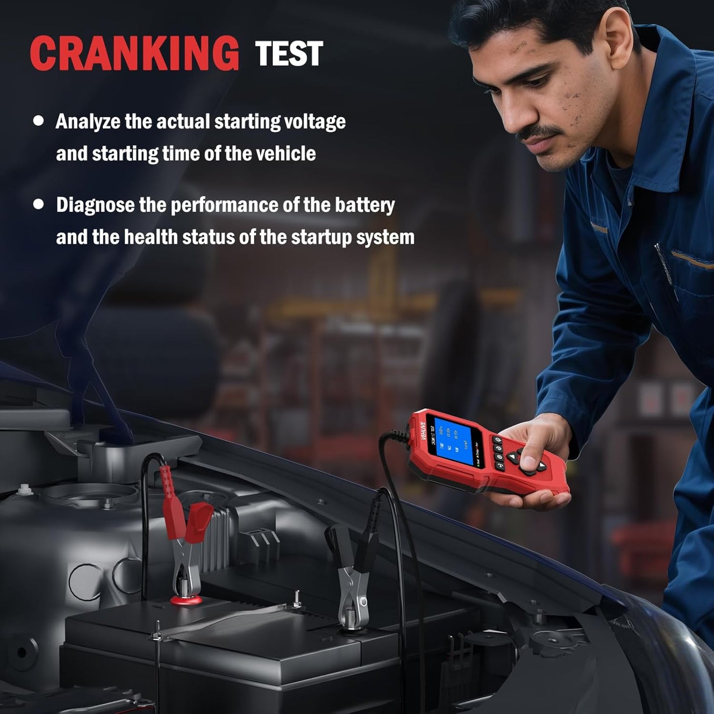 Car Battery Tester 6V 12V, 5-3000CCA Battery Load Tester, Automotive Alternator Tester Digital Auto Battery Analyzer Charging Cranking System Tester for Car Truck Motorcycle SUV ATV Boat Yacht