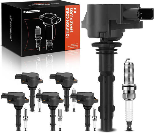 A-Premium Set of 6 Ignition Coil Pack and Iridium Spark Plugs Compatible with Mercedes-Benz C230 C250 C280 E280 E300 E350 & Dodge Freightliner Sprinter 2500 3500