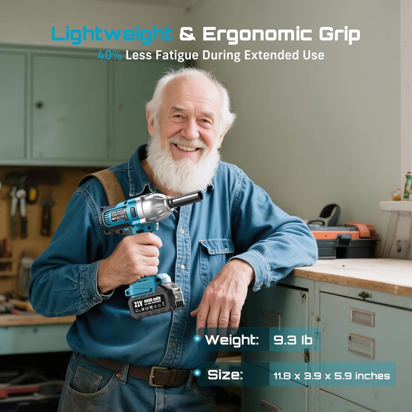 Seesii Impact Wrench 665 FT-LBS(900N.m) 3300IPM 1/2 Impact Gun High Torque Electric Cordless Impact Wrench with 21V 2x4.0Ah Battery 6 Sockets and Case for Home Car Truck Tire Lug Nut Removal Tool Set