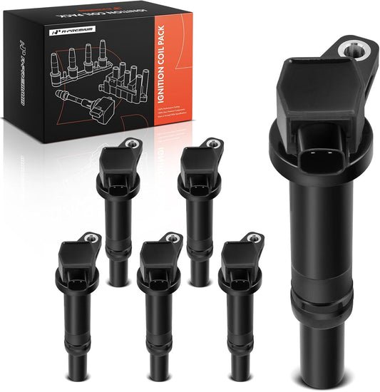 A-Premium Ignition Coil Pack (2-Pins) Compatible with Hyundai Santa Fe 2007-2009 Kia Magentis 2007-2010 Optima 2006-2010 Rondo 2007-2011 V6 2.7L 6-PC set for UF-558