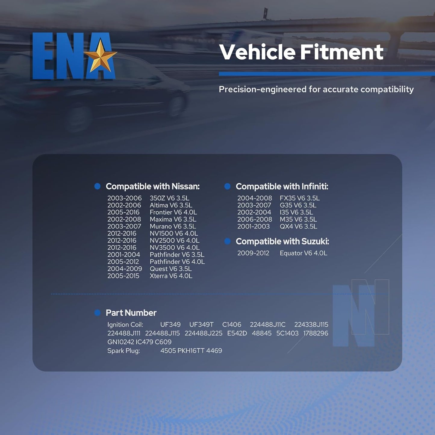 Set of 6 Ignition Coil Pack and Iridium Spark Plug 3.5 V6 Compatible with Nissan Altima Maxima Pathfinder Frontier Quest Infiniti I35 G35 FX35 QX4 2002 2003 2004 2005 2006 2007 2008 Replaces# UF349
