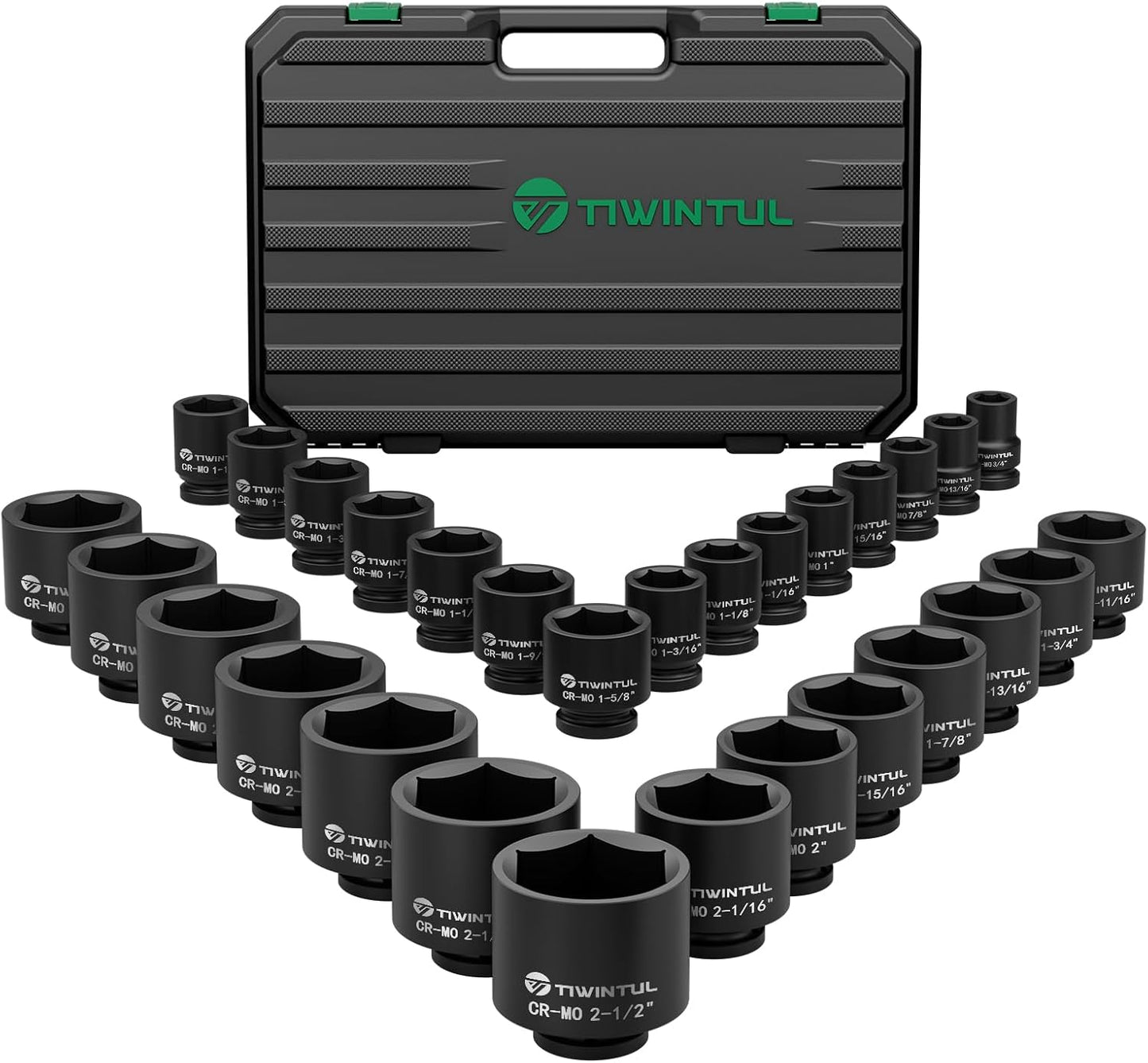 3/4 Inch Drive Impact Socket Set, 15 Pieces Heavy Duty 6-Point CR-MO Steel Impact Sockets, Metric Sizes 17-55 mm, Impact Socket Set for Auto, Truck and Large Machinery Maintenance