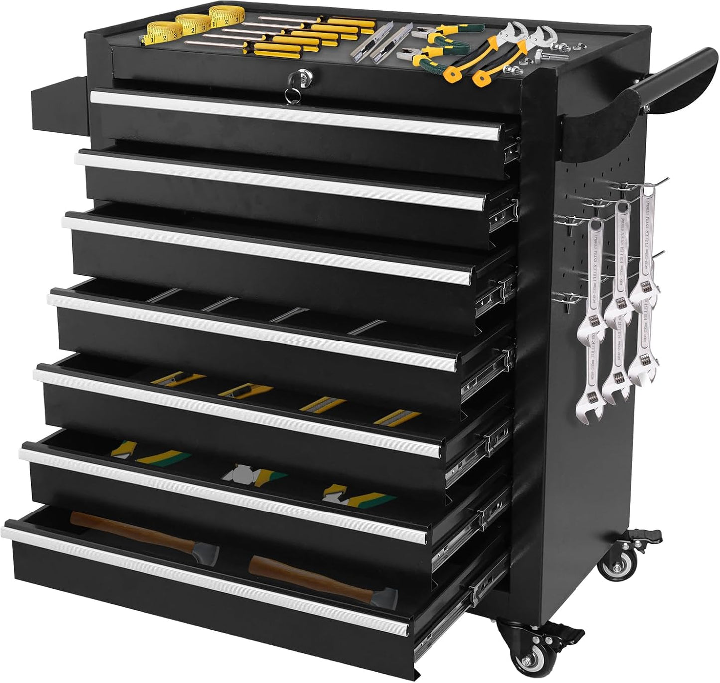 7-Drawer Tool Chest, Roling Tool Box with Wheels & Drawers & Lock, Toolbox Organizer Storage for Garage/Workshop/Home, Suitable for Moving/Gift/Daily Use