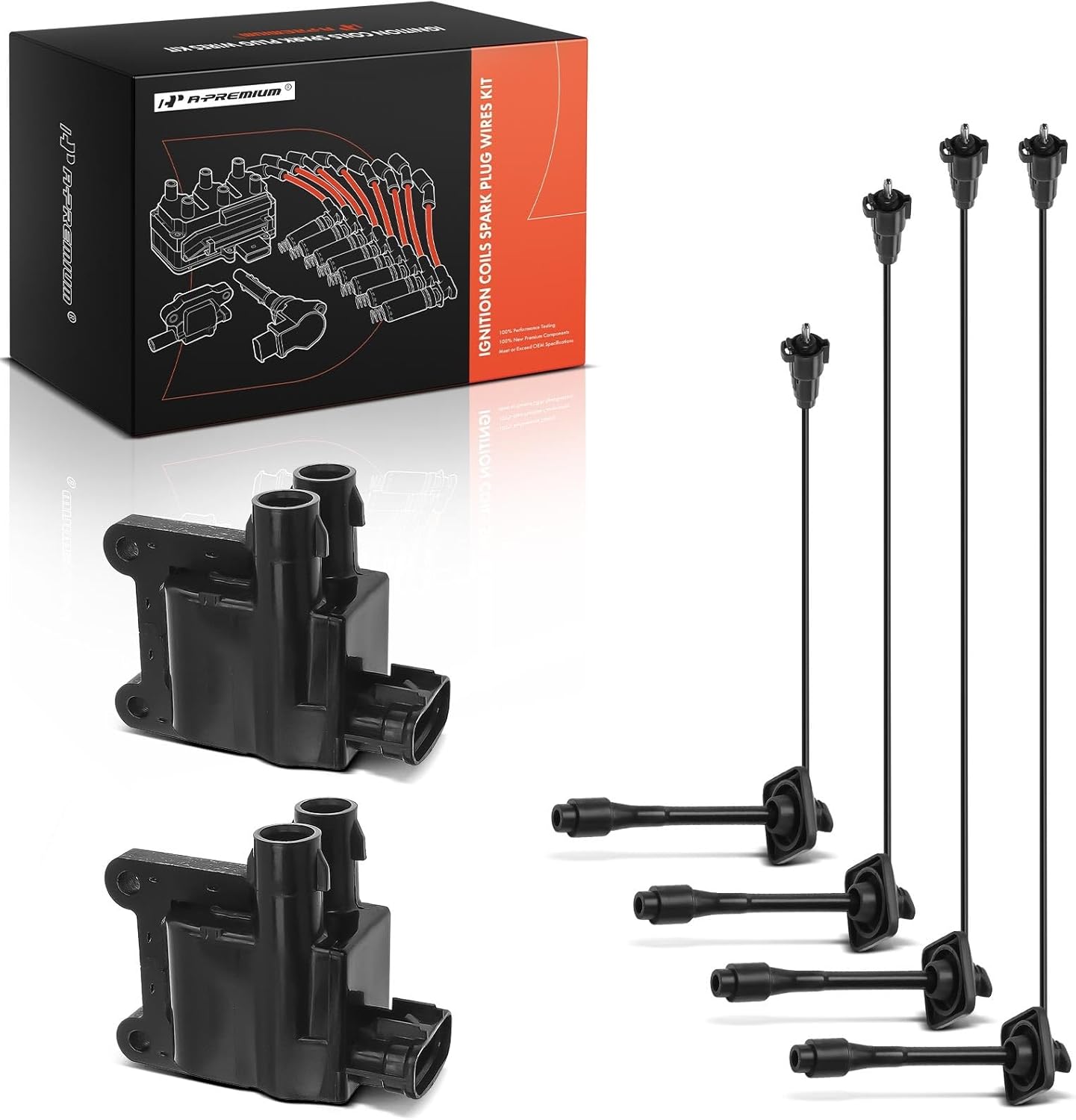A-Premium 2 Ignition Coils with 4 Spark plug Wires and 4 Iridium Spark Plugs Compatible with Toyota Camry 1997-2001, RAV4 1998-2000, Solara 1999-2001 L4 2.0L 2.2L