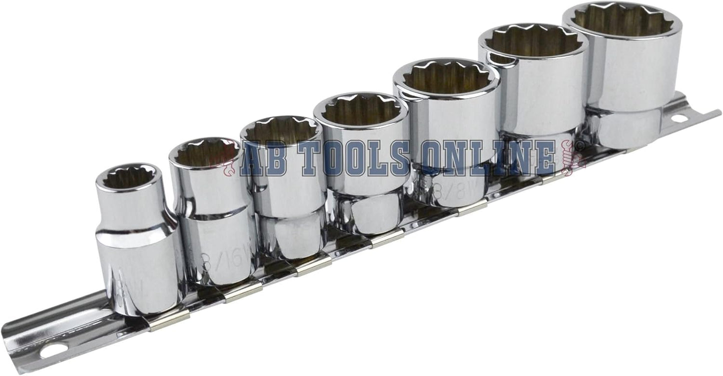 Whitworth BSF BSW 3/8" Drive Shallow And Deep Sockets 14pc 12 Sided Bi-Hex