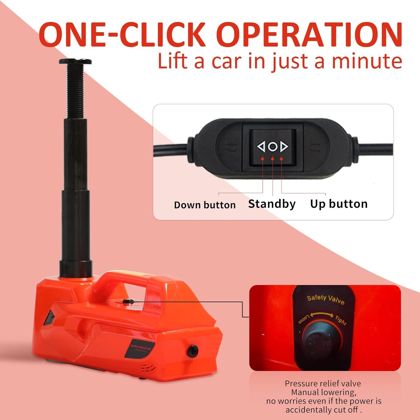 ZAISHANG Electric Car Jack 5Ton 12V Hydraulic Car Jack Lift (Lifting Range: 6.1~17.7 inch) Built-in Safety Hammer, and LED Light for SUV MPV Sedan Truck Change Tires Garage Repair