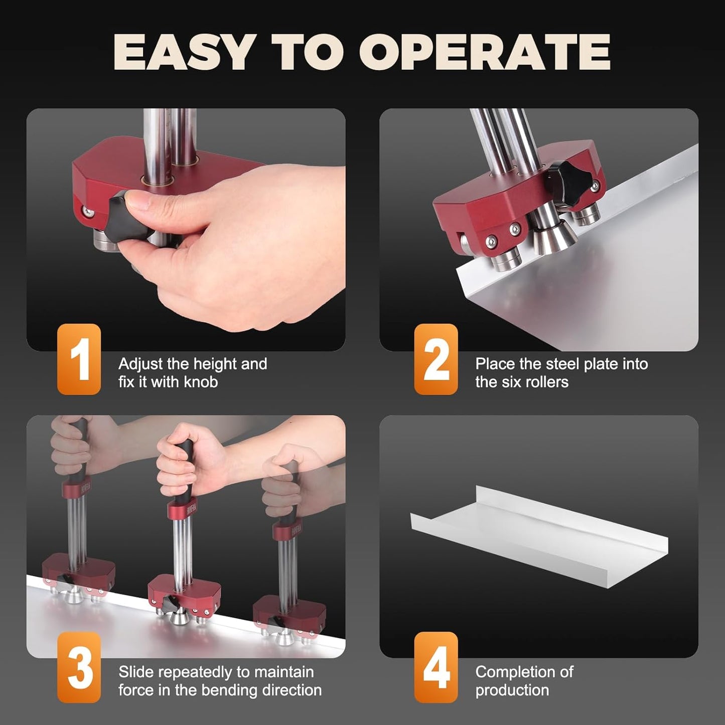 Sheet Metal Bender, Edge Roller Bender for Standing Seam Roofing Tools at 0-90° Angle, Large Sheet Metal Roller and Bending Tool