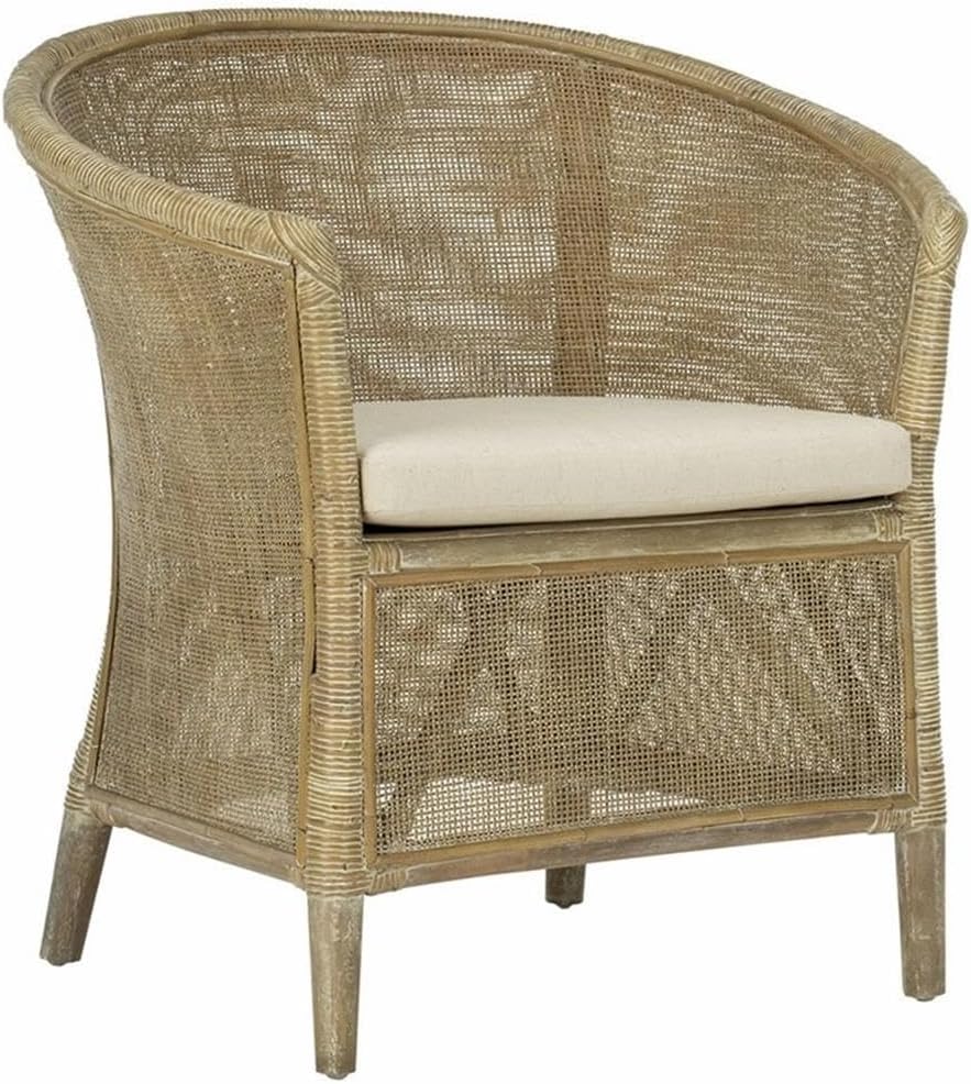 Safavieh Home Collection Alexana Rattan Grey White Wash Armchair
