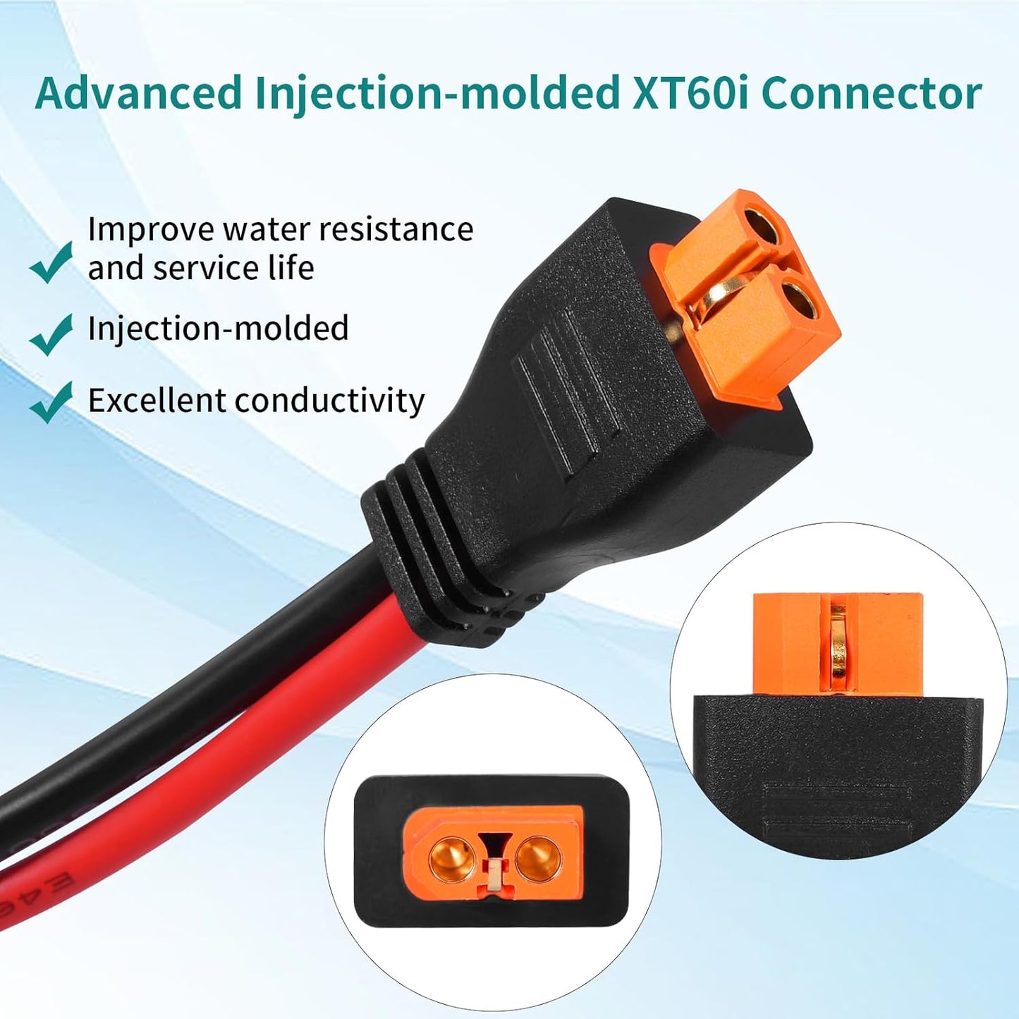 10AWG Tinned Copper Wire XT60i to Solar Panel Connector Extension Cable 35FT – Heavy-Duty Solar to XT60i Cable for RC Batteries, Drones, Solar Power Systems, and Renewable Energy Applications
