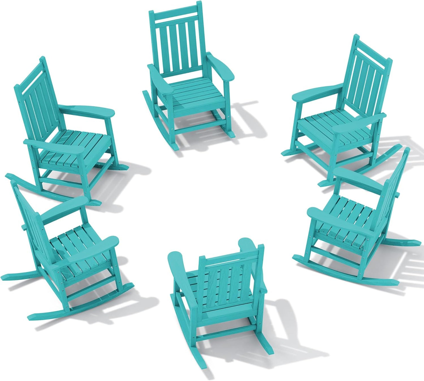 SERWALL Oversized Outdoor Rocking Chair Set of 4, HDPE Rocker for Adults, Patio Rocking Chairs for Porch, Black