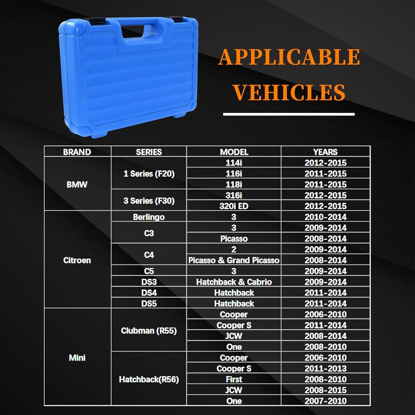 Camshaft Alignment Timing Tool Kit, Engine Locking Timing Tool Compatible with BMW Mini Cooper R55 R56 R57 R60 N12 N13 N14 N16 N18 Peugeot 1.4 1.6, 117 440, 119 340, 119 590, 496 709