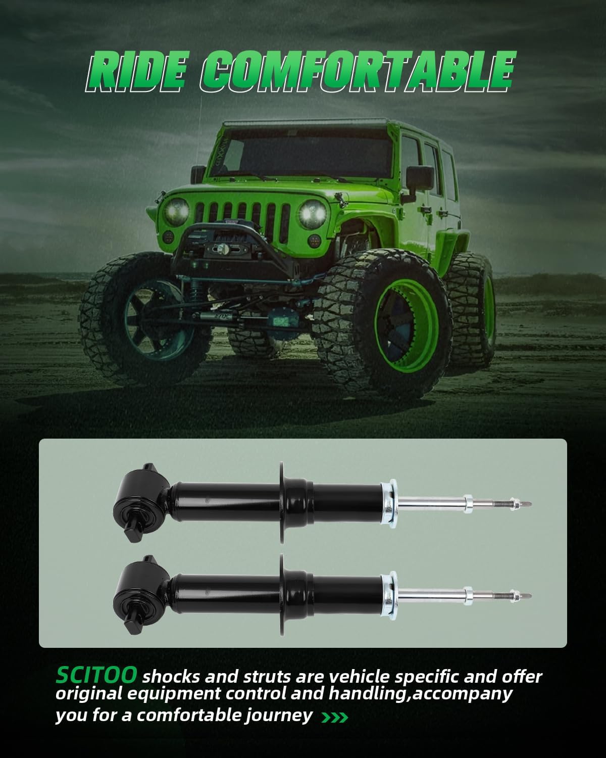 SCITOO - Front Shock Absorbers for Chevy Fits 2014-18 for Chevy Silverado 1500,15-20 for Chevy Suburban,15-20 for Chevy Tahoe,14-18 for GMC Sierra 1500,15-20 for GMC Yukon/XL Shocks Struts - 2Pc Set