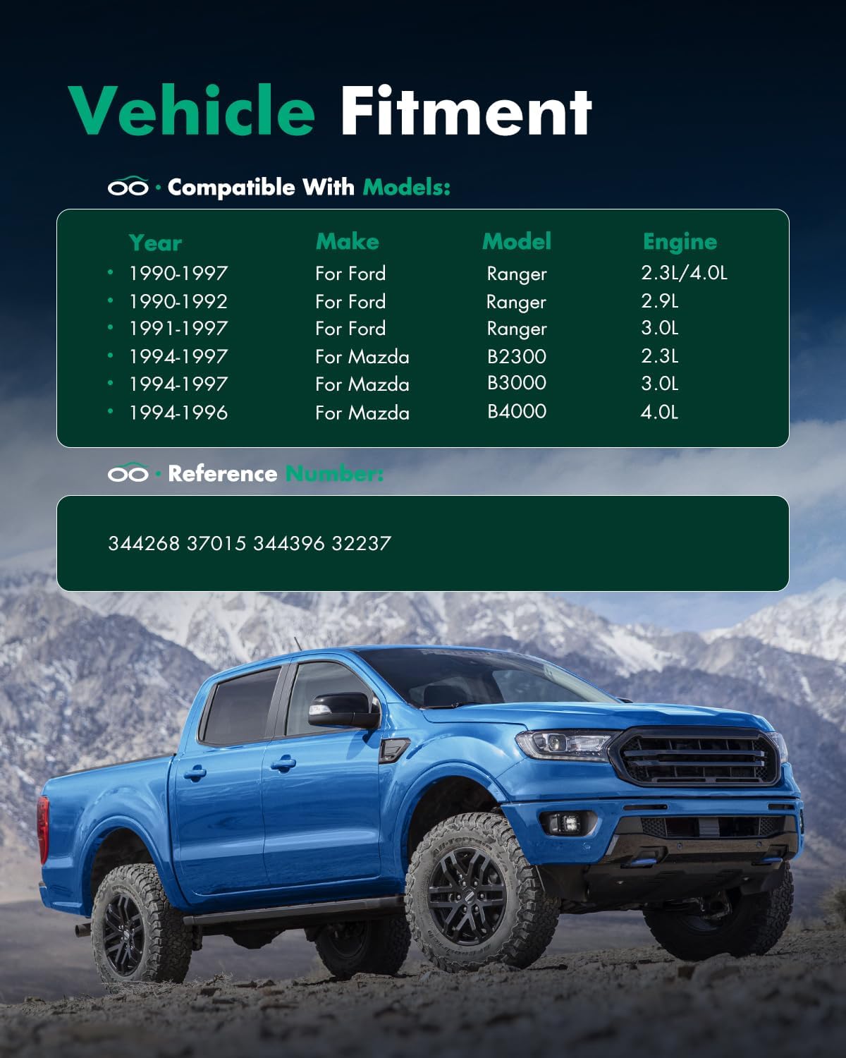 SCITOO Full Set Shocks for Ranger, Shocks Absorbers and Struts Fits 90 91 92 93 94 95 96 97 for Ford Ranger,94 95 96 97 for Mazda B2300,94 95 96 97 for Mazda B3000,94 95 96 for Mazda B4000