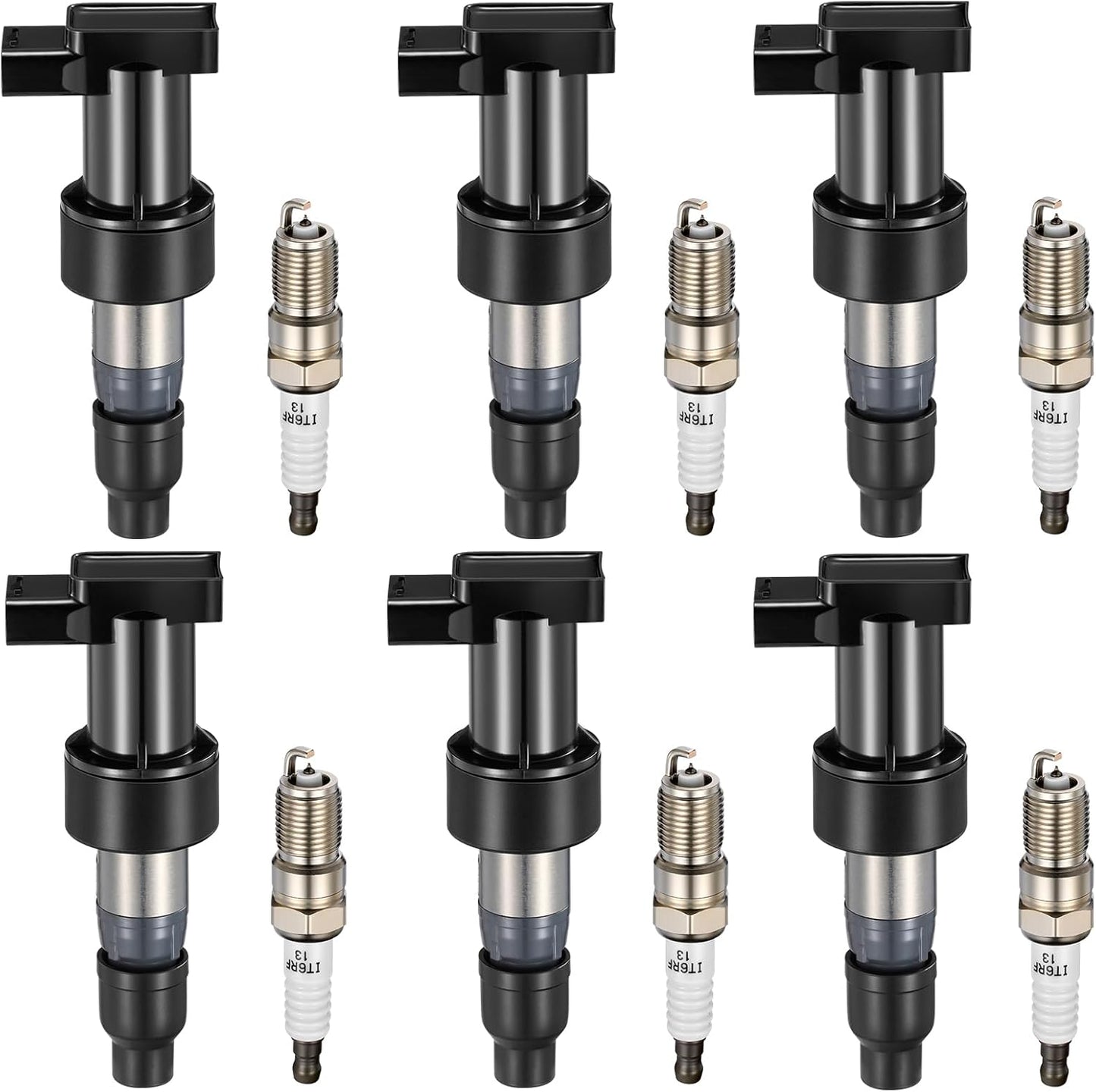 BDFHYK Ignition Coil Pack and Double Iridium Platinum Spark Plugs Compatible with BMW 328i xDrive 528i X3 525i 530i 325i 325xi 330i 330xi X3 Z4 X5 3.0L 2.5L L6 0221504470 12120032137 UF592, Sets of 6