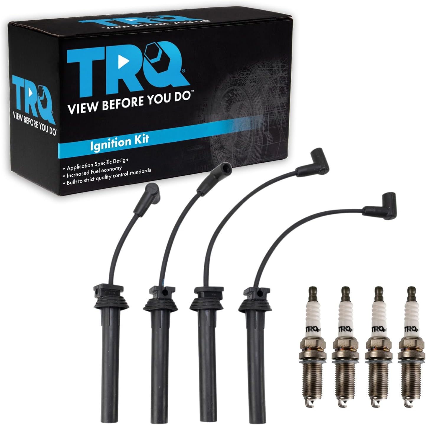 TRQ Ignition Kit Spark Plugs Wire Set Compatible with 2011-2019 Ford Fiesta