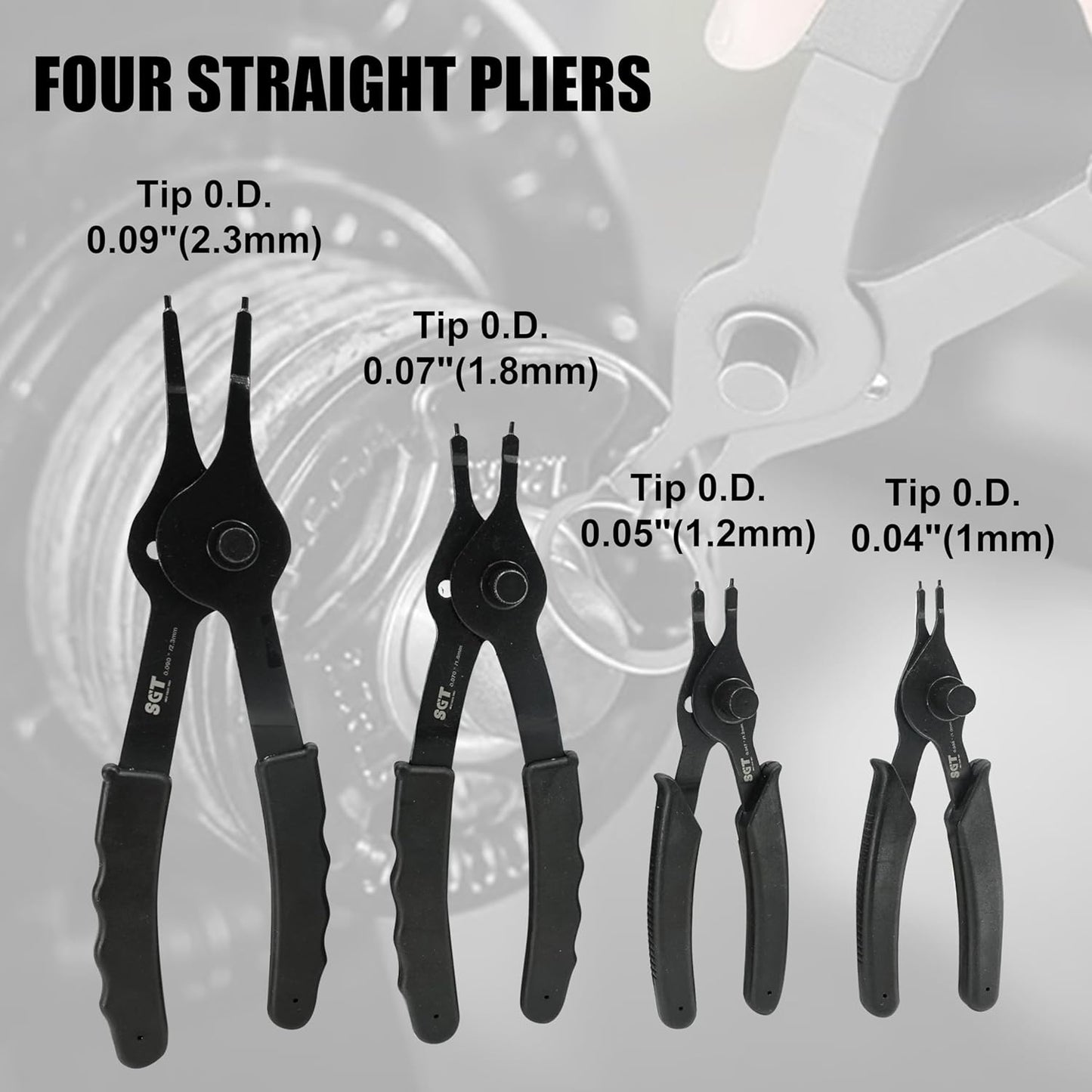 SGT 14pc Snap Ring Pliers Set,Internal & External Circlip Pliers with 45 degree,90 degrees and Straight Pliers, Hook & Pick,Heavy Duty Removal Tool with Storage Case & Gloves