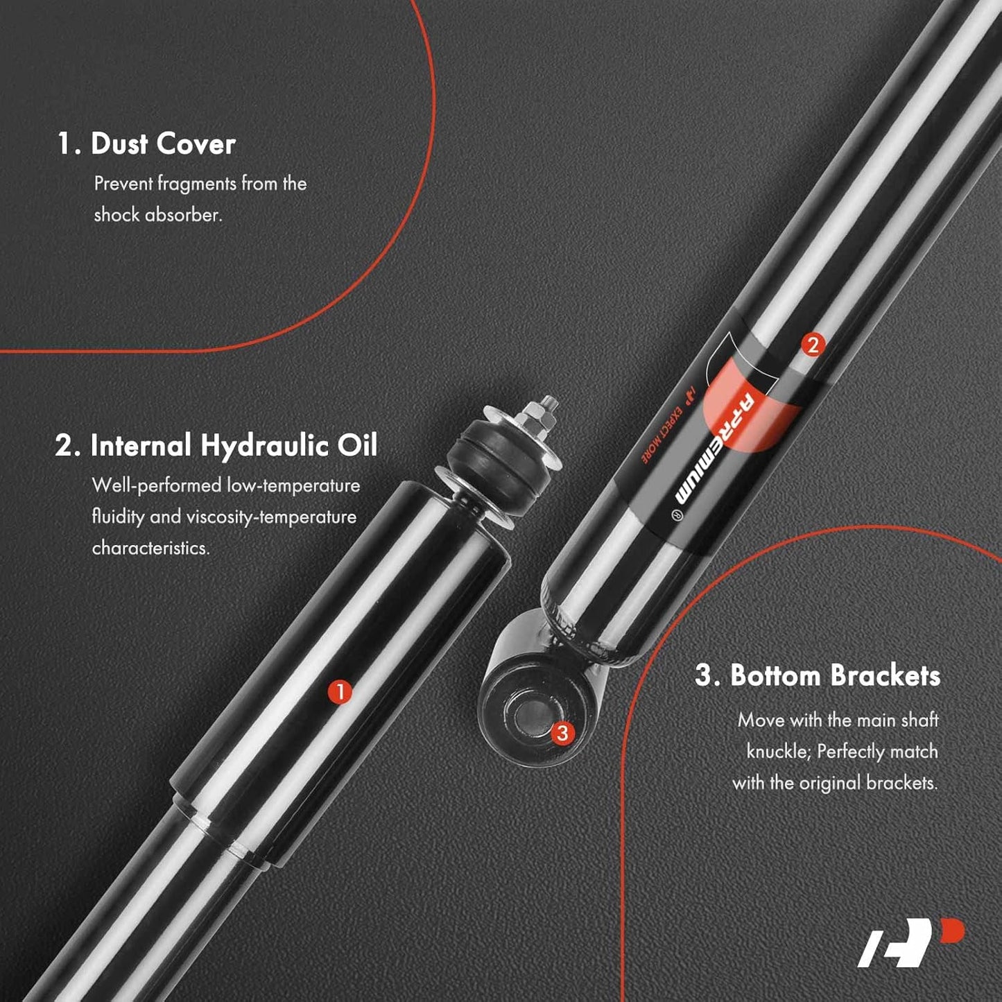A-Premium Rear Pair (2) Shock Absorber Compatible with Honda Civic 2012 2013 2014 2015, Driver and Passenger Side