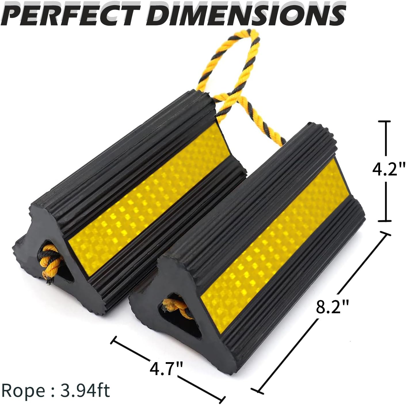 Vacallity Wheel Chocks for Travel Trailers, Sturdiness Heavy Duty Solid Rubber Camper Trailer RV Wheel Chock Blocks, Aircraft Truck Car tire Stopper, Wheel Immobilizers & Chocks, Trailer Accessory