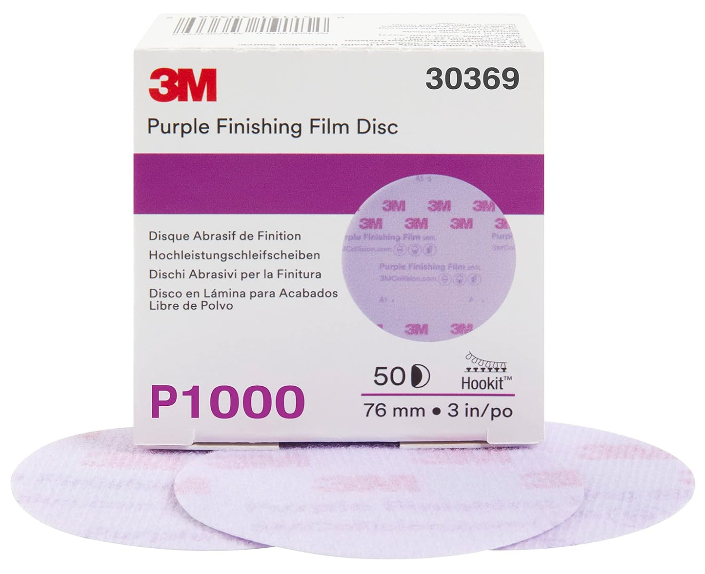 3M Hookit Purple Finishing Film Abrasive Disc 30667, 6 in, 1500+ Grade, 50 Pack, Clear Coat Sanding, Paint Finishing, Defect Removal, Long Lasting