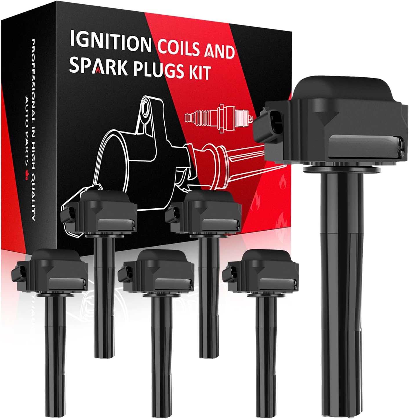 SCITOO Ignition Coils fit for Toyota Sienna 3.0L 2001-2003 for Toyota Highlander 3.0L 2001-2003 for Toyota Highlander 2.4L 2001-2003 UF267 CUF267 6pcs Ignition Coils