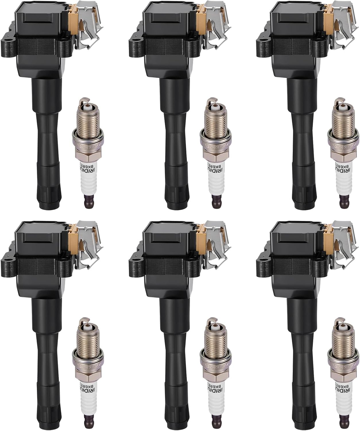 BDFHYK Ignition Coil Pack and Double Iridium Platinum Spark Plugs Compatible with BMW 328i xDrive 528i X3 525i 530i 325i 325xi 330i 330xi X3 Z4 X5 3.0L 2.5L L6 0221504470 12120032137 UF592, Sets of 6