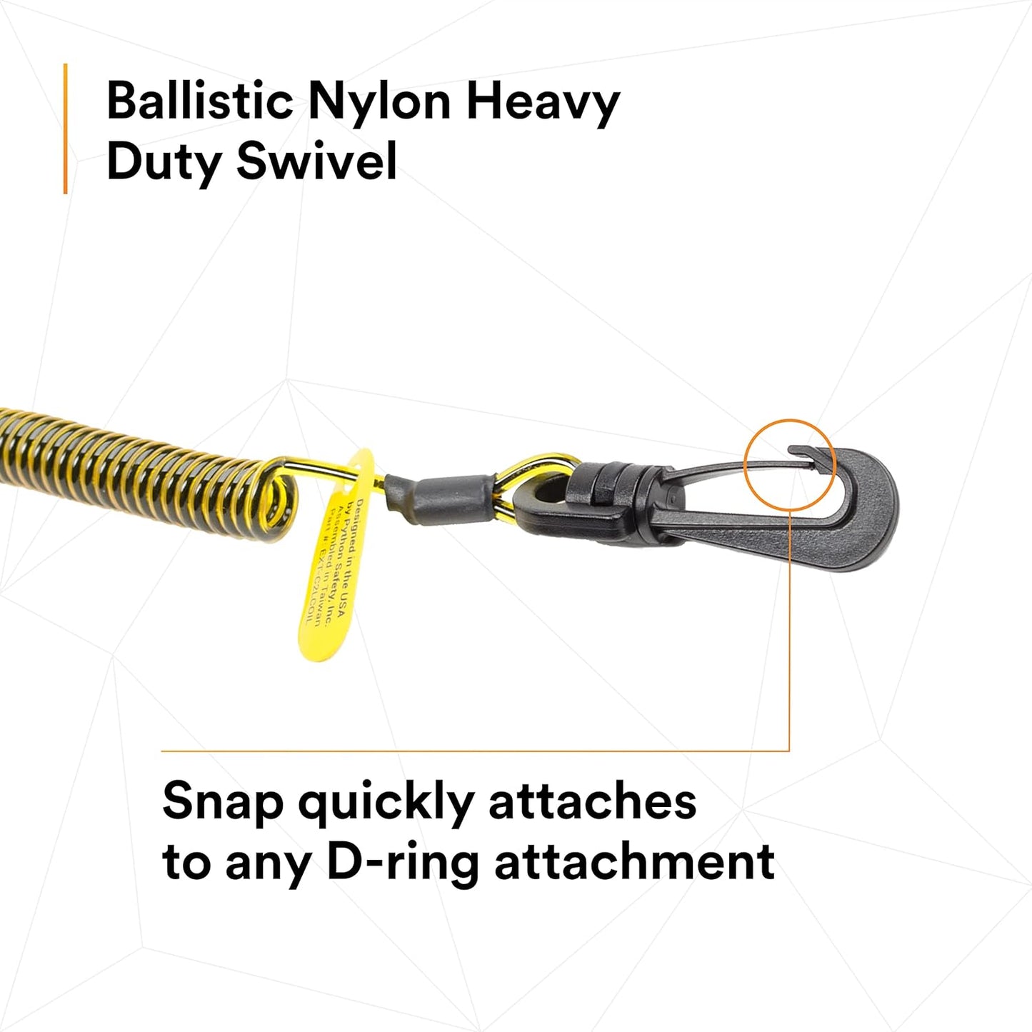 3M - EXT-C2LCOIL-10PK DBI-SALA Fall Protection For Tools,1500060,Clip2Loop Coil Tether For Small Objects, Swivel Snap For Any D-Ring Attachment, Side Release Loop,10-Pack