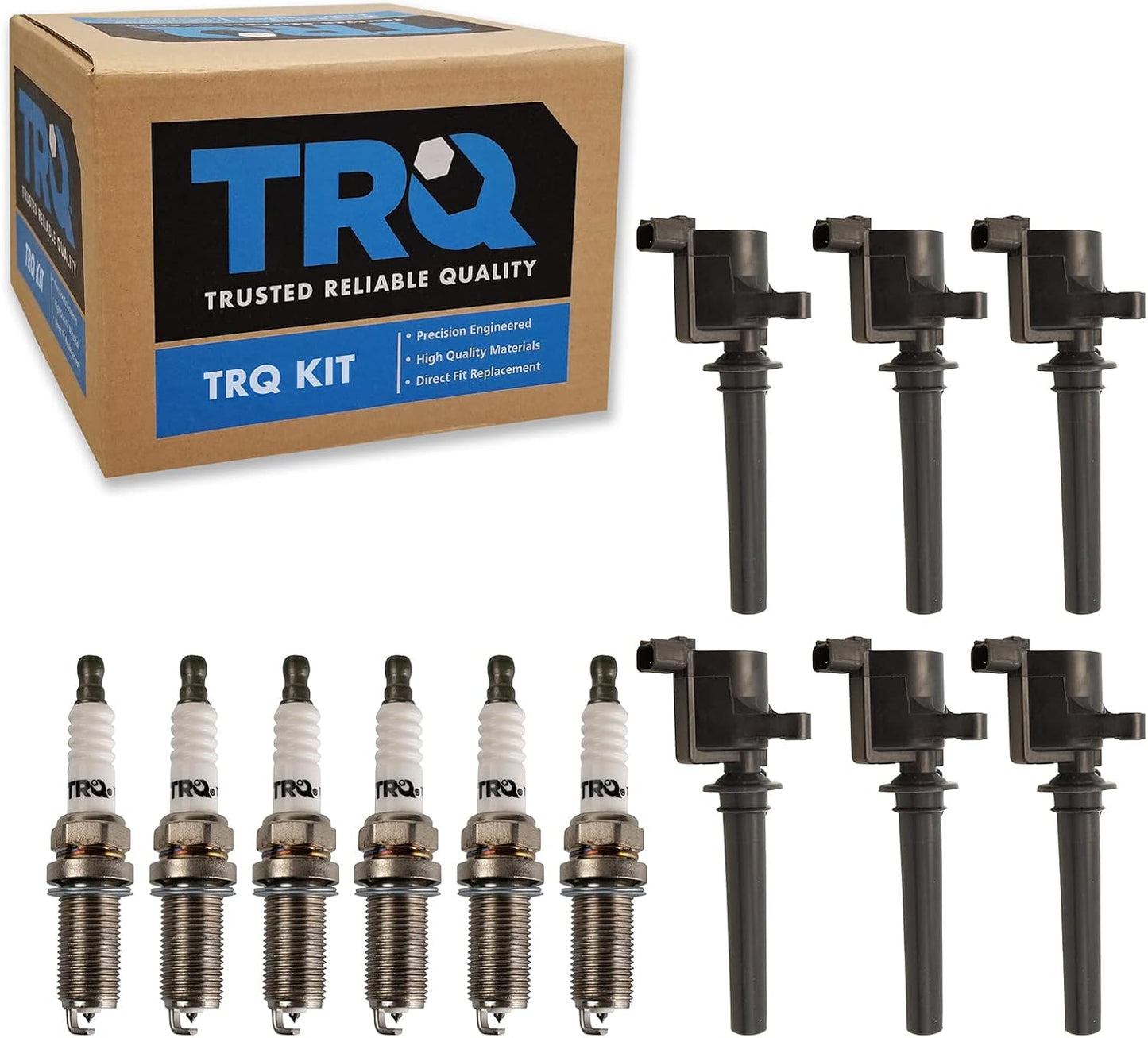 TRQ Ignition Kit Ignition Coil Set Spark Plugs Compatible with 2007-2011 Hyundai Accent 2009-2011 Kia Rio Rio5