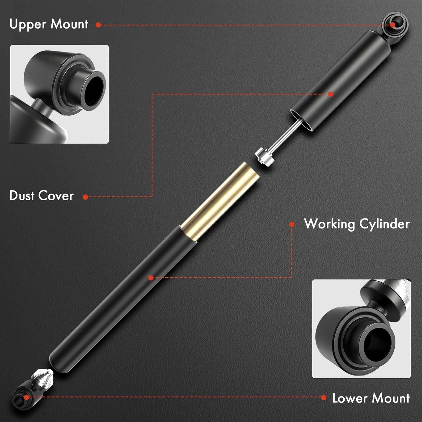 A-Premium Rear Pair (2) Shock Strut Absorbers Compatible with Chevrolet Silverado GMC Sierra 1500 2500 Dodge Ram 1500