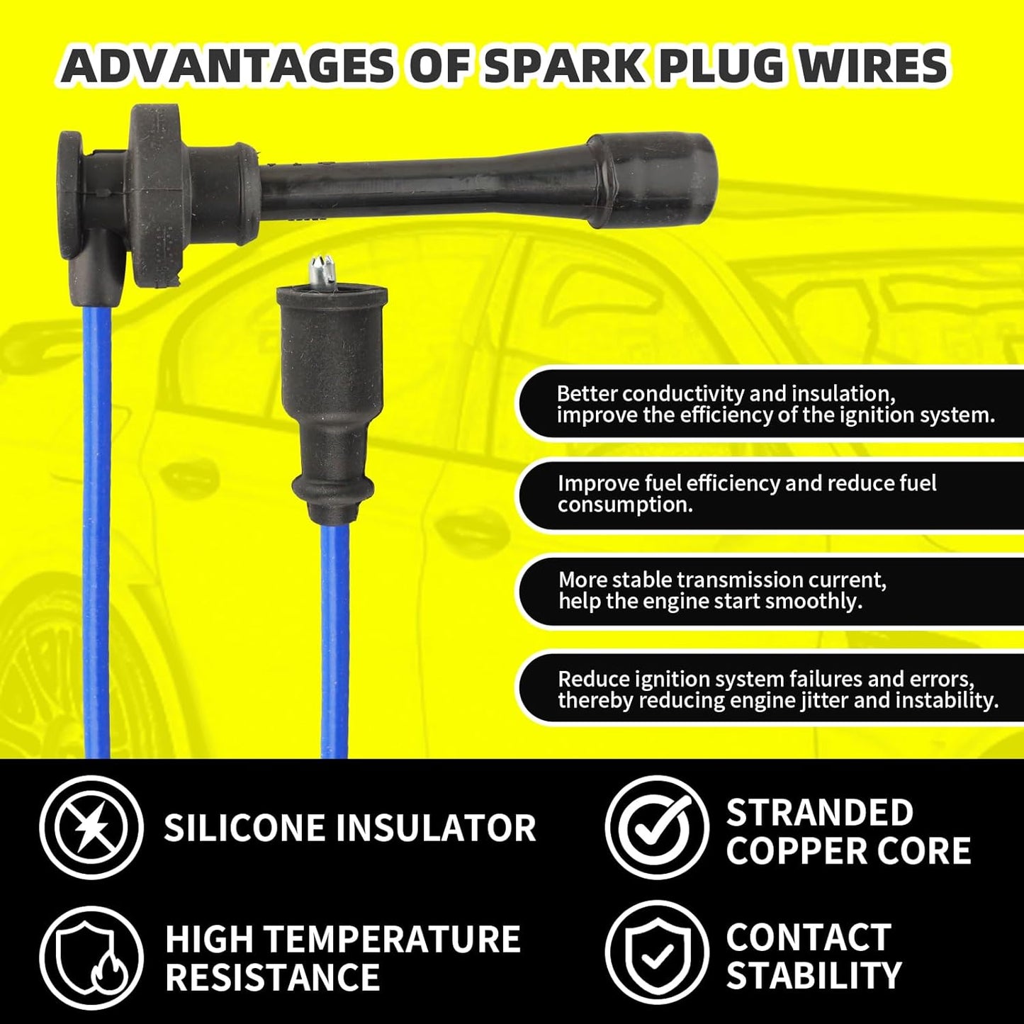 Set of 2 UF196 and 1 UF197 Ignition Coils Pack & 6 PCS Iridium Spark Plugs with Wire Set Compatible with Mitsubishi Montero 1997-2002 Montero Sport 1997-2004 - V6 3.5L 3.0L