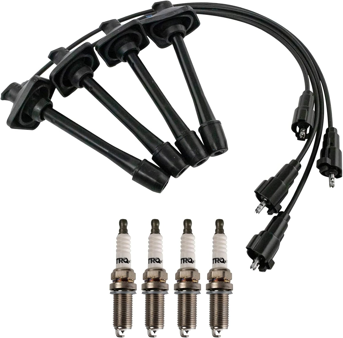 TRQ Ignition Kit Spark Plugs Wire Set Compatible with 2011-2019 Ford Fiesta