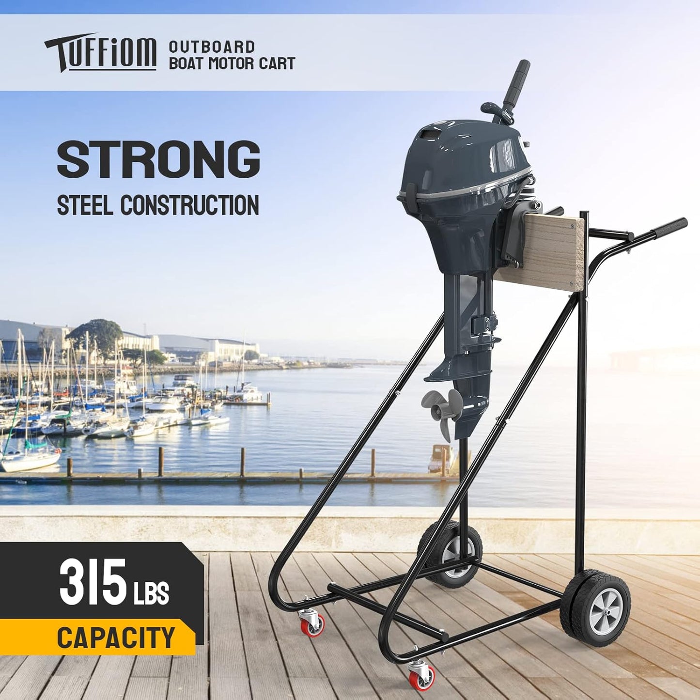 TUFFIOM Outboard Boat Motor Stand, Engine Stand Carrier Cart Dolly, Boat Motor Support Stand w/Wheels for Motor Storage Repair Maintenance 315lbs Capacity