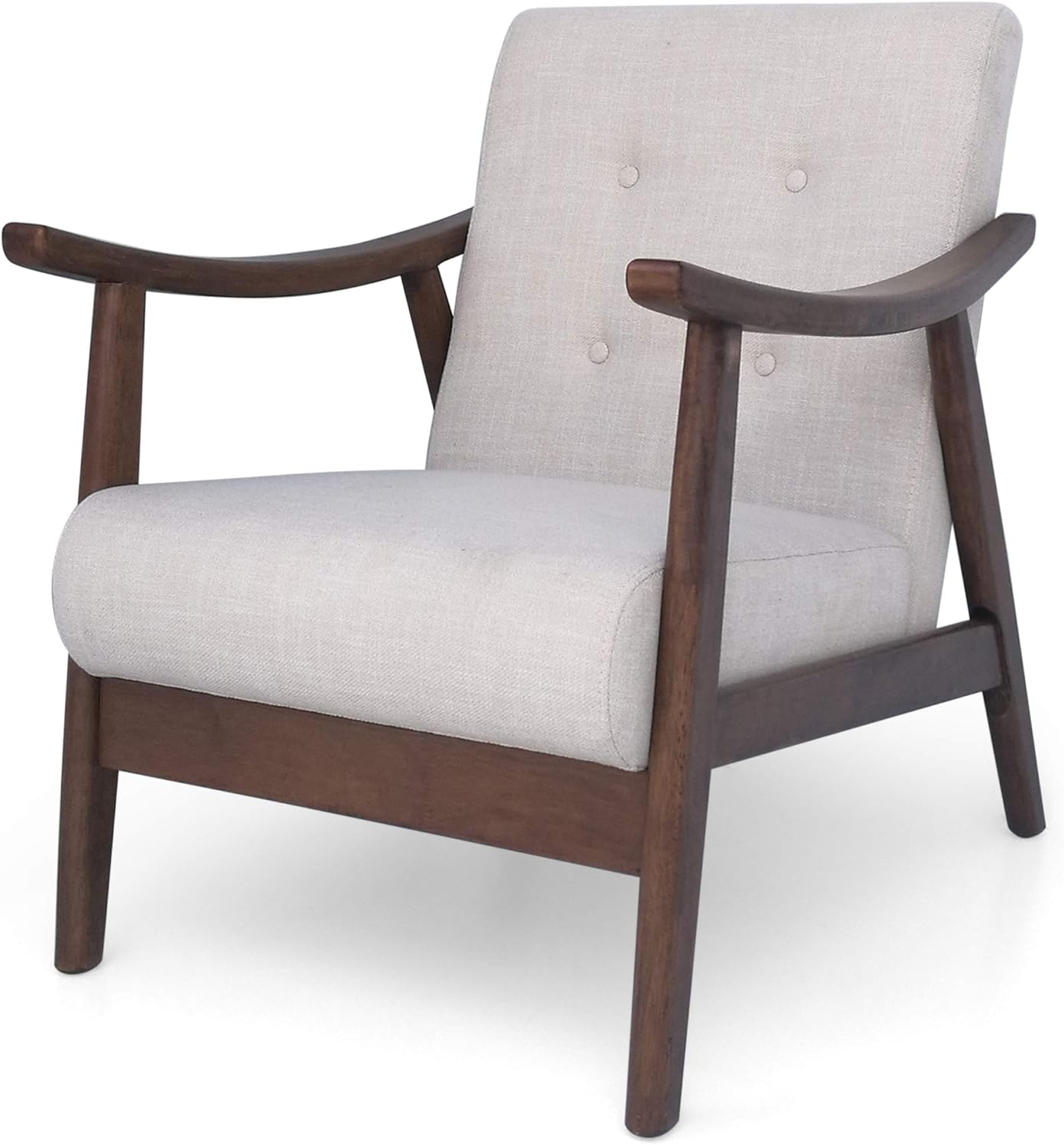 Christopher Knight Home Aurora Mid-Century Modern Accent Chair, Rubberwood, Beige, Brown