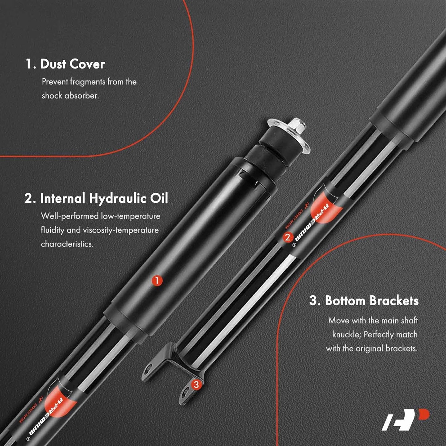 A-Premium Pair (2) Rear Shock Absorber Compatible with Ford Explorer, Police Interceptor Utility, 2013 2014 2015 2016-2019, Driver and Passenger Side