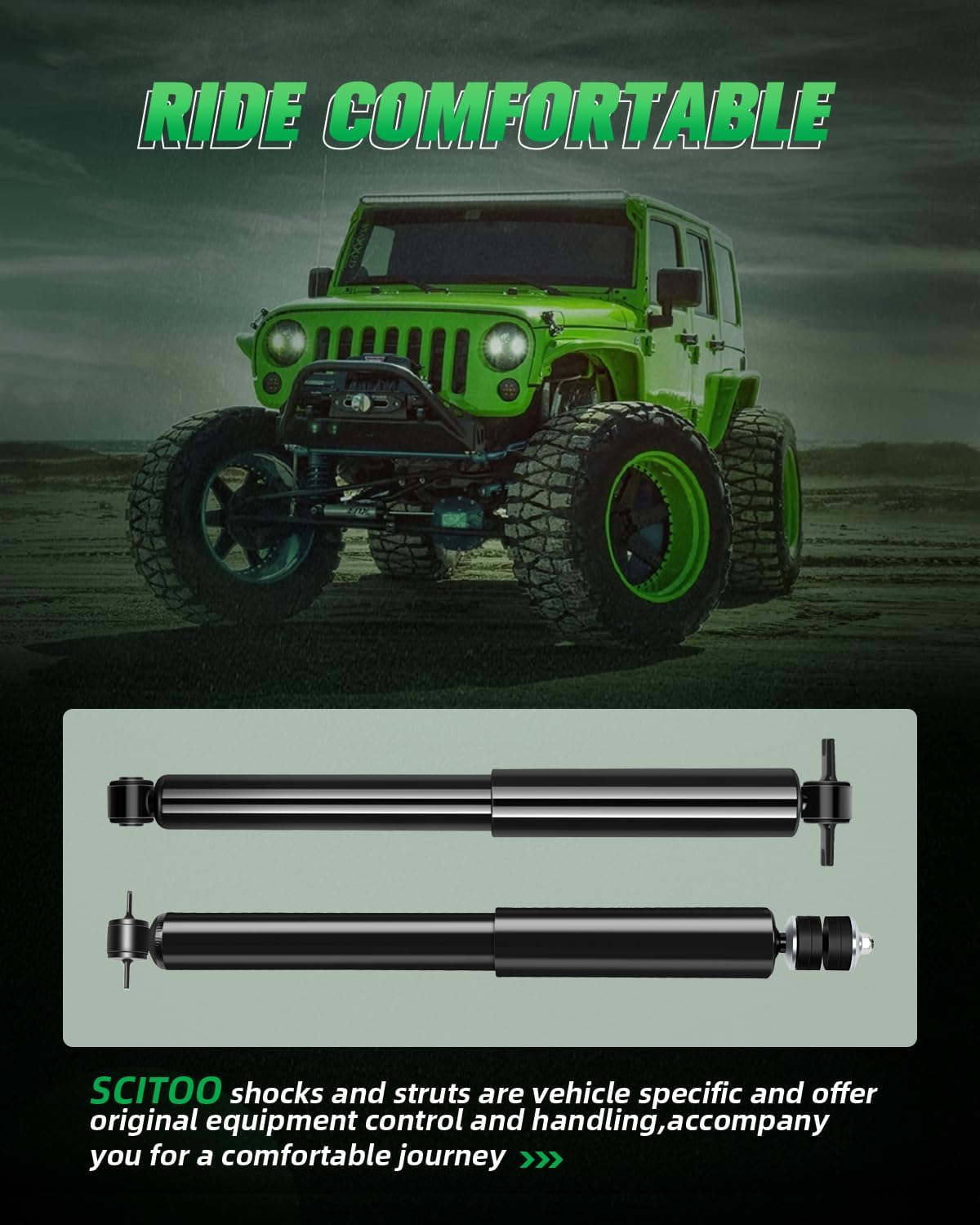 SCITOO Front and Rear Shock Absorbers Struts Compatible with 1997-2006 for Jeep for TJ, 1997-2006 for Jeep for Wrangler, Replace 344435 32196 344403 32306 Automotive Shocks 4PCS