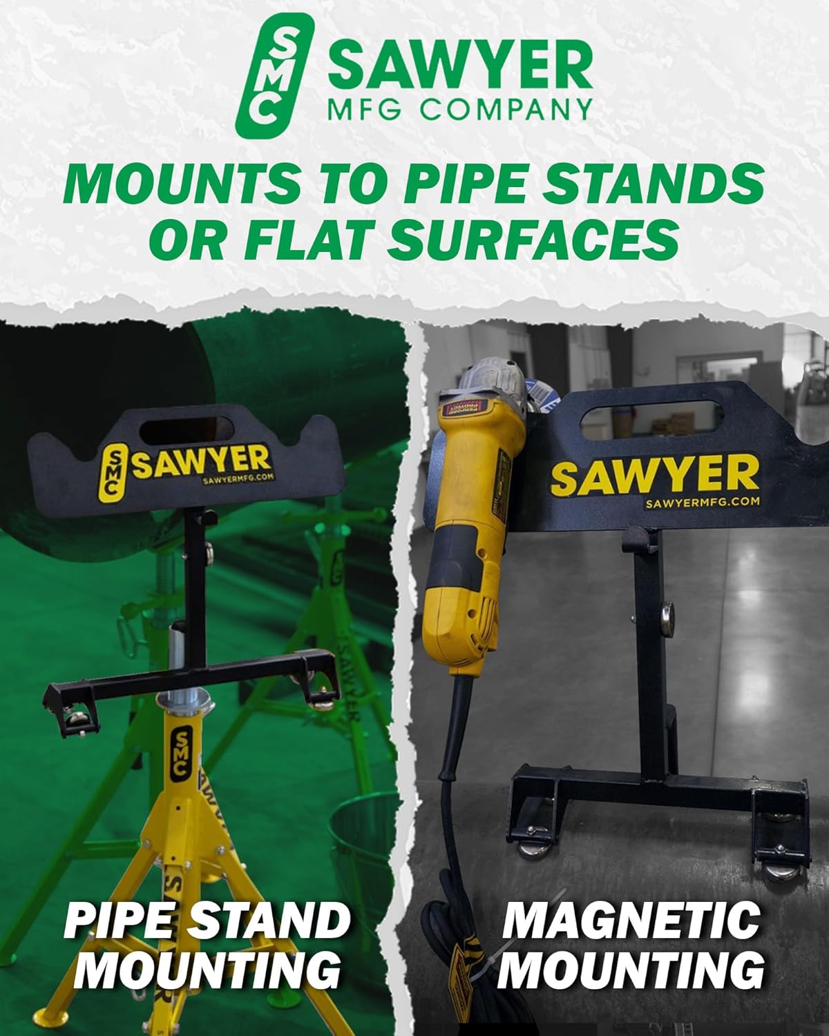 Sawyer Mfg Angle Grinder Holder & Cutter – Adjustable Grinder Base Bracket with Durable Steel Construction, Multi-Functional Tool Organizer, and Magnetic Tool Holder Strip for Workshop Accessories