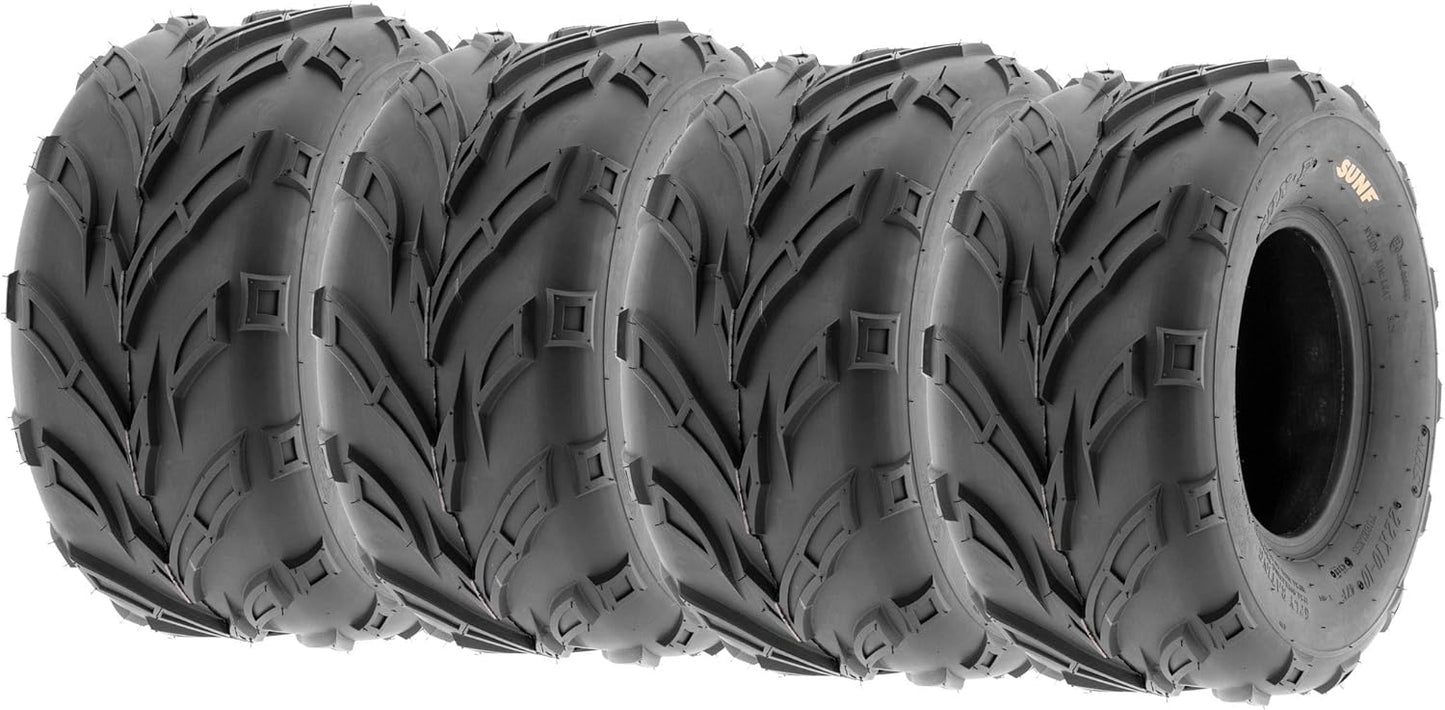 Set of 4 SunF A004 Go-Kart ATV Tires 16x6-8 Front & 16x7-8 Rear, all terrain, 6 PR, Tubeless