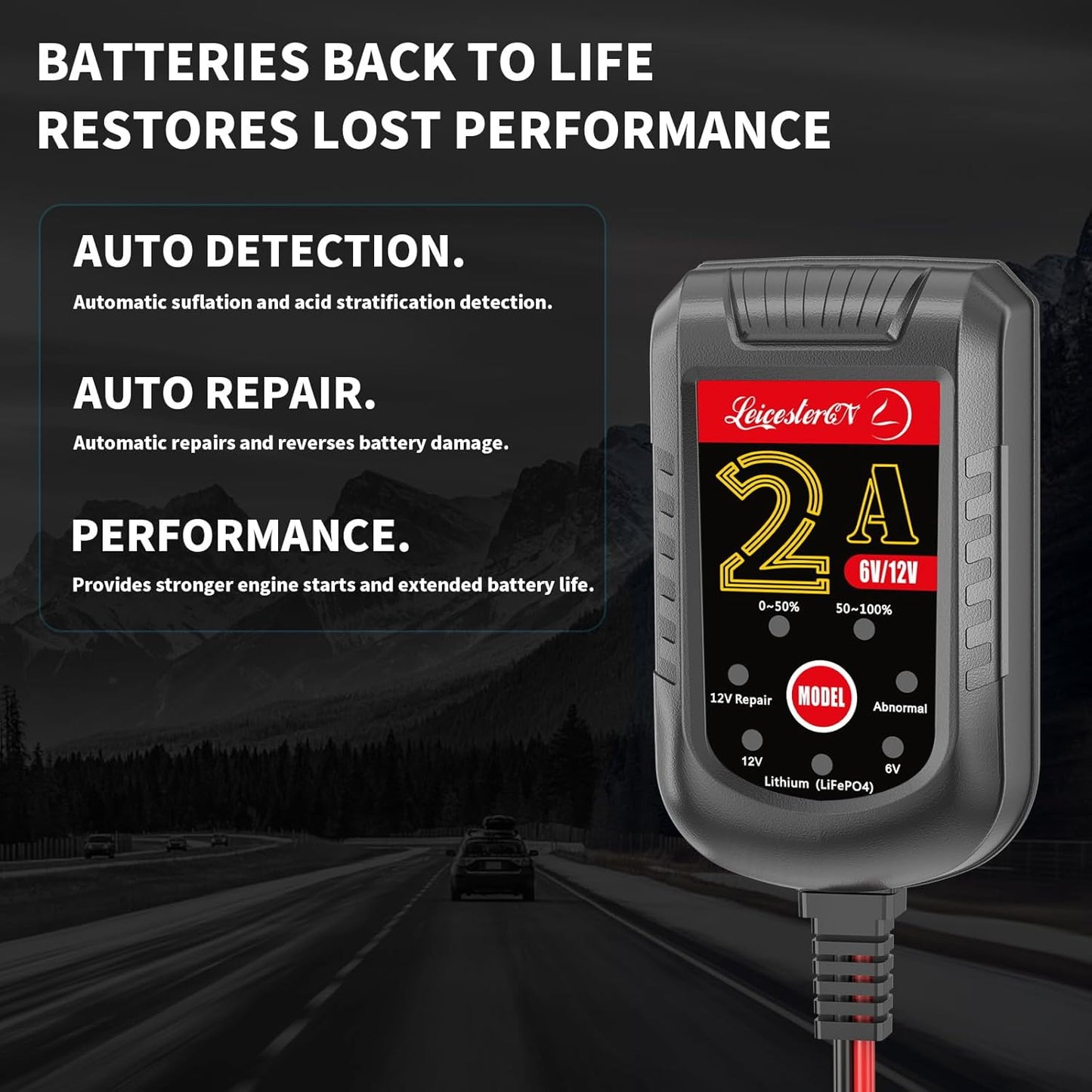 [2-Pack] 2A Trickle Battery Charger Automatic Maintainer 6V 12V Smart Float Charger for Automotive Car Motorcycle Lawn Mower Tractor SLA ATV AGM Gel Cell Lead Acid Batteries