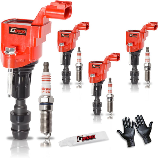 Set of 4 Upgraded Ignition Coil Pack and Iridium Spark Plug for 2.0L 2.2L 2.4L L4 Pontiac Chevy Cobalt HHR Malibu Captiva Buick LaCrosse Regal GMC Saab Saturn Replaces UF491 12578224