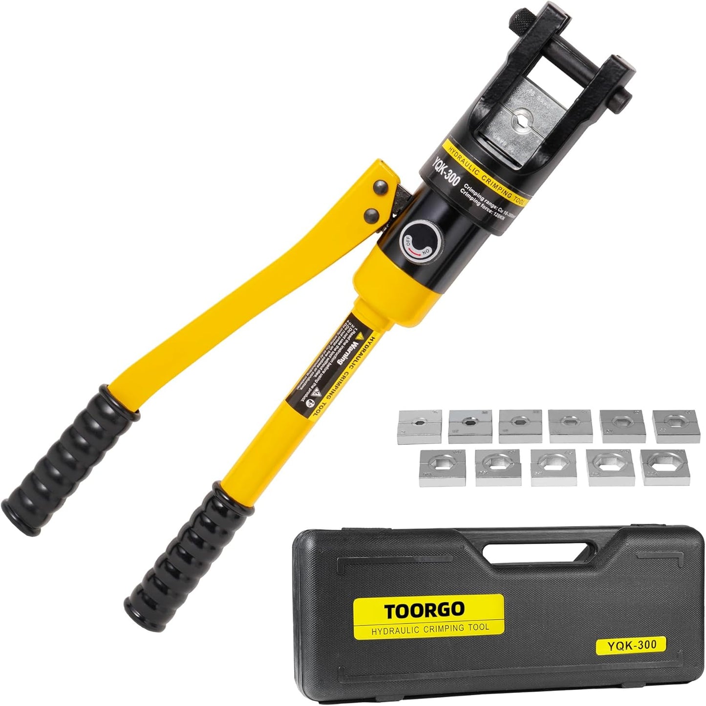 Cable Lug Crimping Tool, 6 AWG to 800 MCM Hydraulic Plier, 16 Ton Hand Crimping Tool for Wires, Terminal, Lug, Crimping Tool Kit with 12 Dies