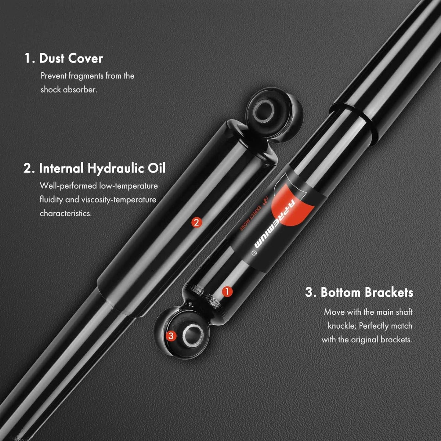 A-Premium Rear Shock Absorber Compatible with Chrysler Town & Country 1990-2007 & Dodge Grand Caravan 1987-2007 & Plymouth Grand Voyager 1988-2000 - [w/o Nivomat Rear Suspension]