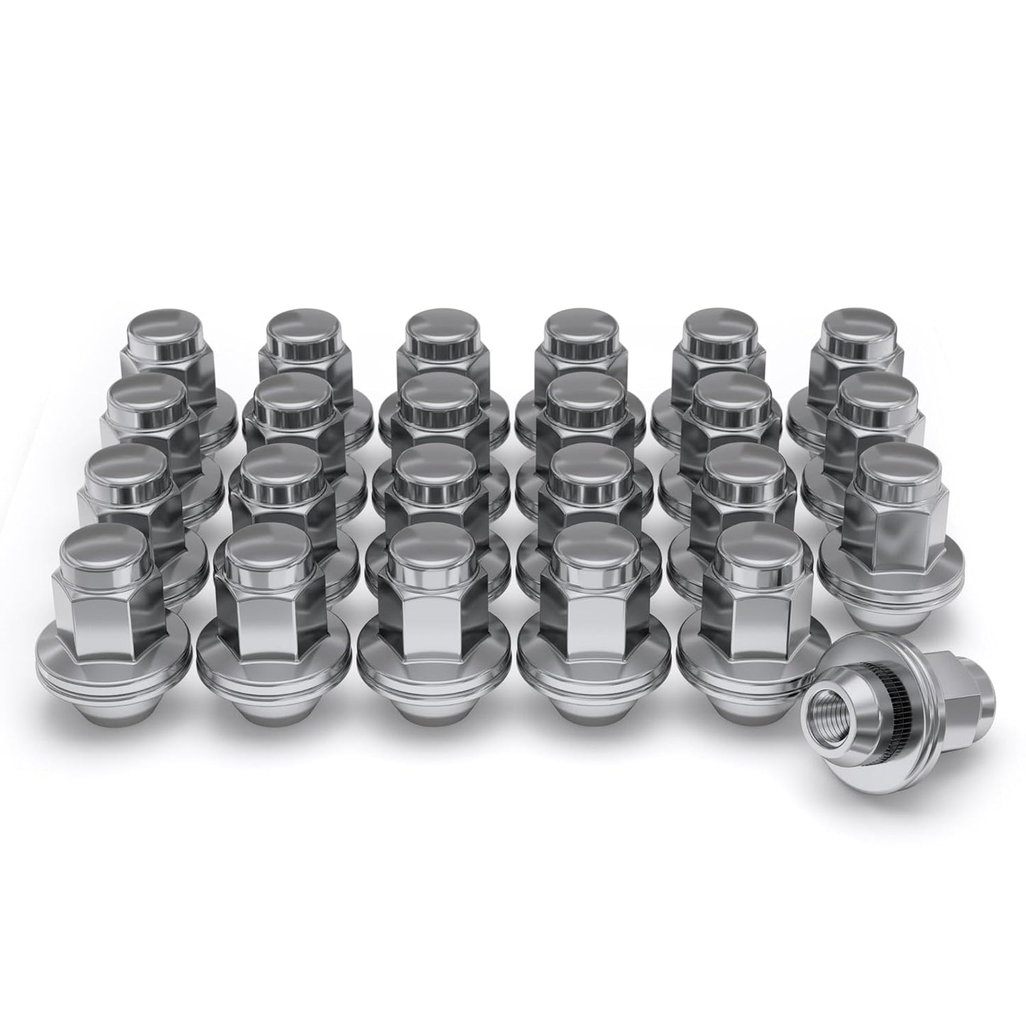 White Knight M14 x 1.50 Thread Lug Nut for Toyota Land Cruiser/Sequoia/Tundra, Lexus LX570 / LX470, Solid Piece (Black Chrome) Factory Style Duplex Long Mag with Washer, 5309DLBK-24AM (24 Pack)