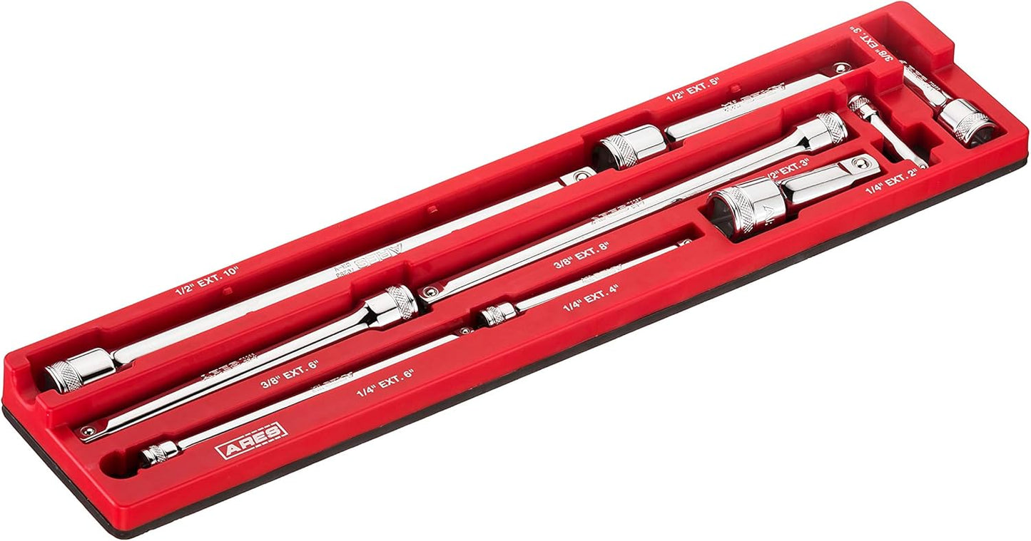 ARES 27094 – 3-Piece 3/8-Inch Drive Locking Impact Socket Extension Set – Aluminum Locking Ring Collar for Quick Release of Sockets and Accessories – 3-Inch, 6-Inch, and 12-Inch Extensions