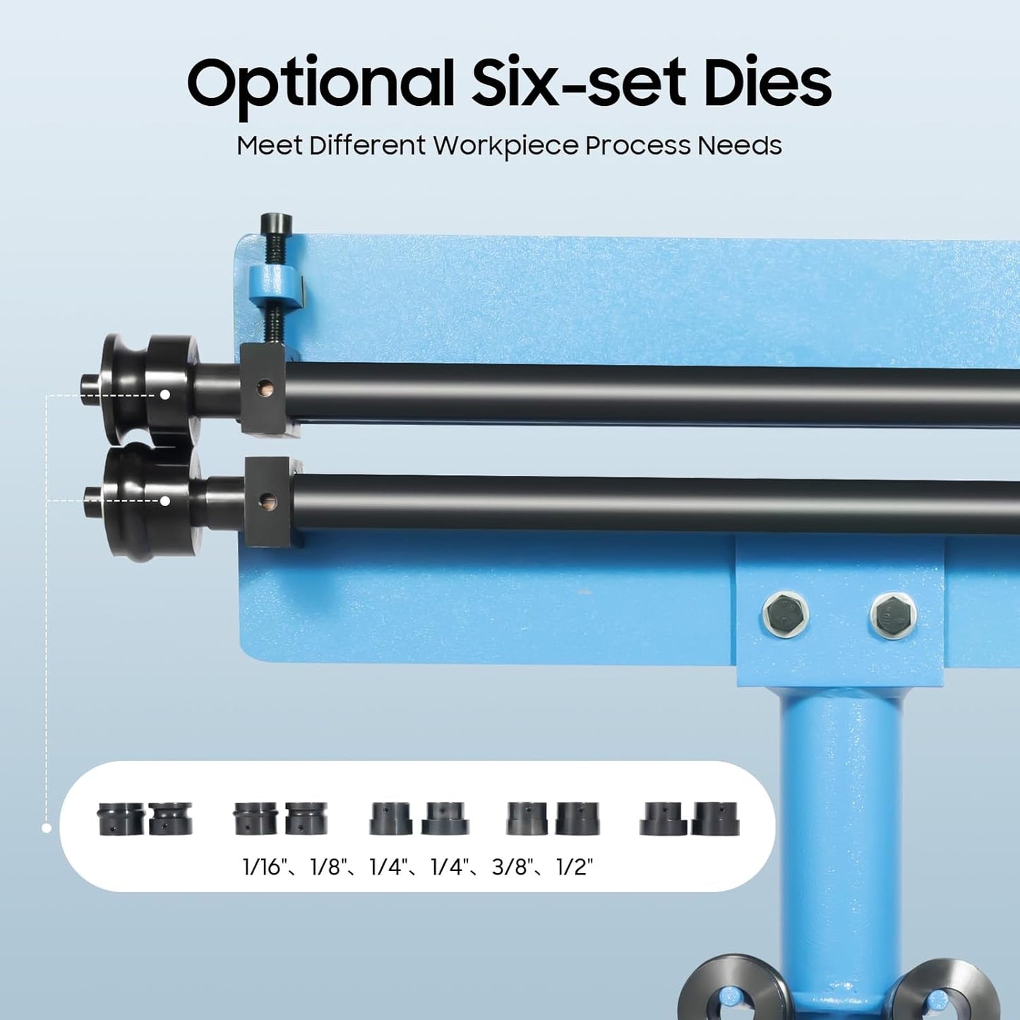 Sheet Metal Bead Roller Machine, Rotary Steel Bending Bender, Sheet Metal Bead Roller Bending Machine Set, with 6 Dies Set, 1.2mm Sheet Metal Bead Roller Rotary Burring Swaging Machine