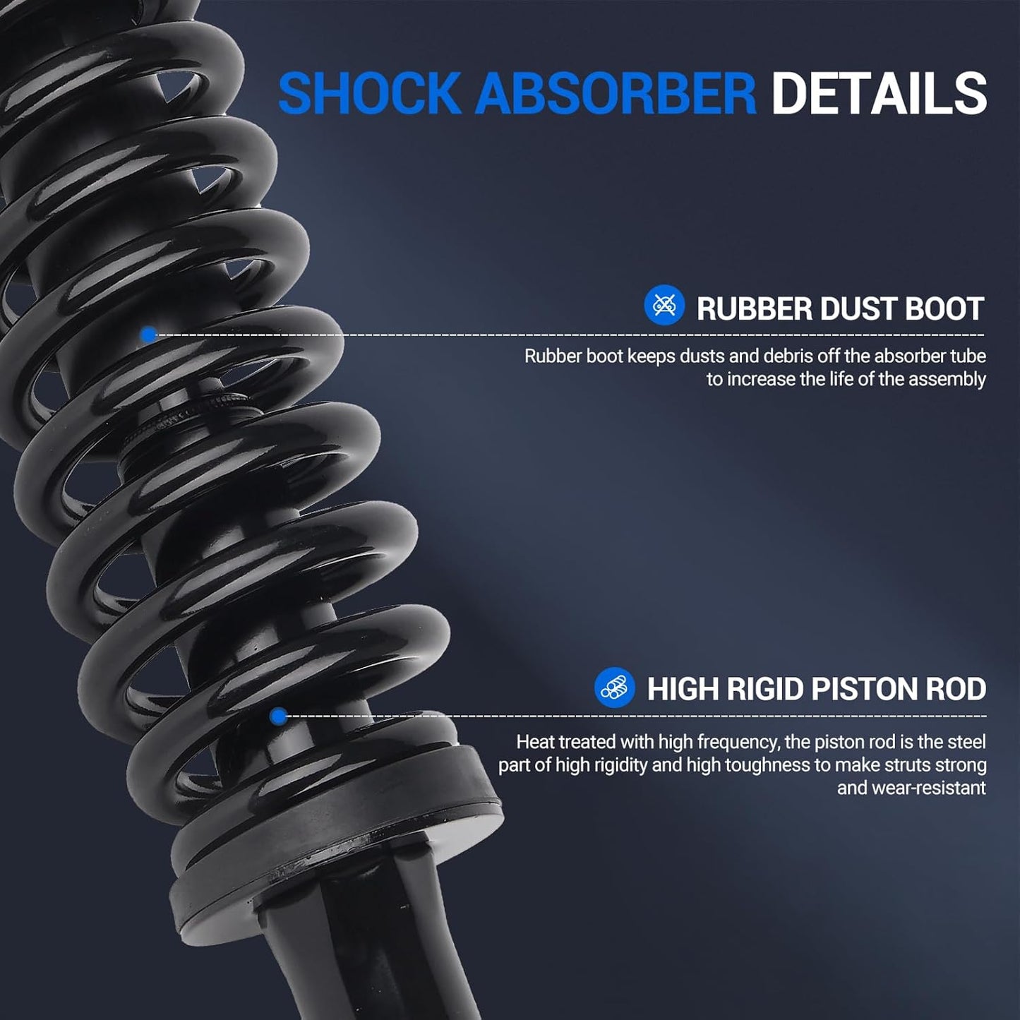 Autoround Front Complete Strut Shock Absorber Compatible with Toyota Sequoia 2001 2002 2003 2004 2005 2006 2007 171348L 171348R Struts with Coil Spring Assembly, Both Driver Passenger Side